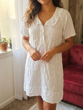 Johnny Was White Embroidered Eyelet Top